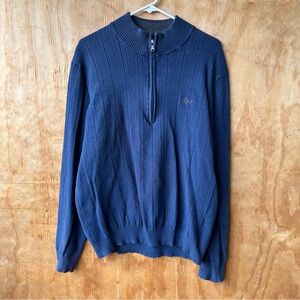 Greg Norman Navy Blue Cotton Quarter Zip Pullover Sweater